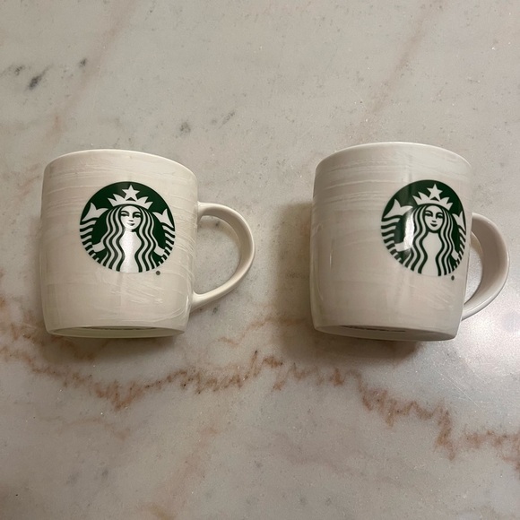Set Of Two Starbucks Coffee Cups 2020 White Swirl Wind Winter New Bone China - Picture 1 of 5